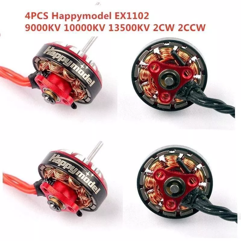 1/2/4 pçs/lote Happymodel EX1102 9000KV 10000KV 13500KV 2-3S Brushless Motor Original para Mobula7 HD RC Drone peça sobressalente DIY Accs