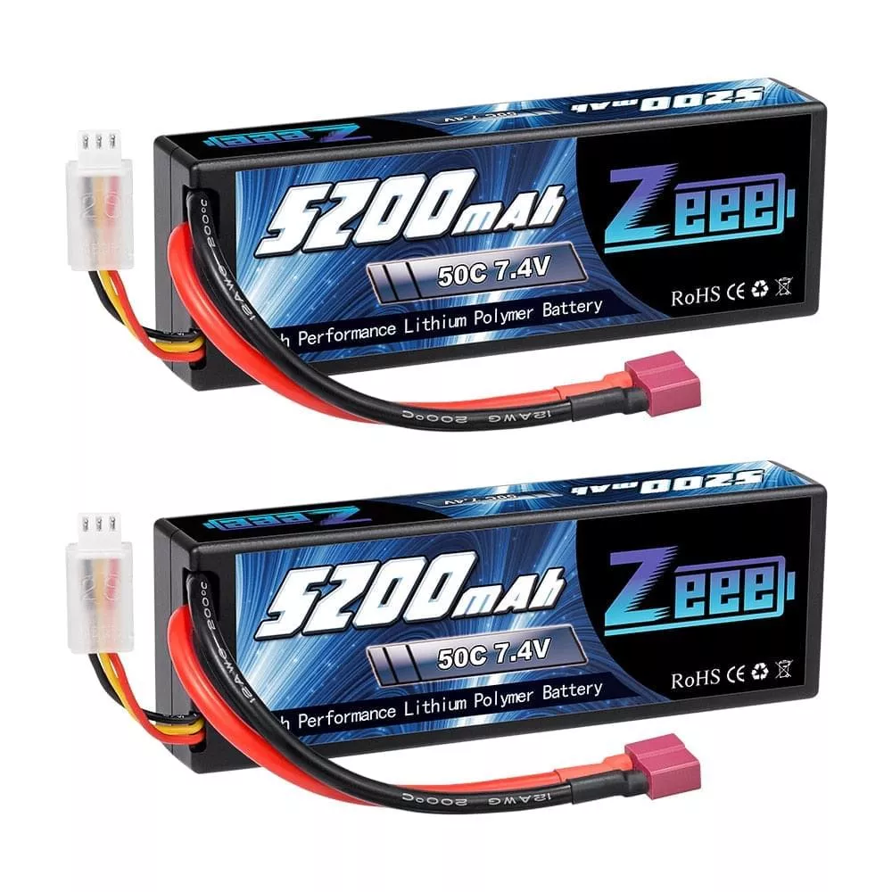 1/2 unità Zeee 2S 7.4V 50C 5200mAh batterie Lipo custodia rigida con spina T per RC Drone camion elicottero barca auto da corsa Hobby Super