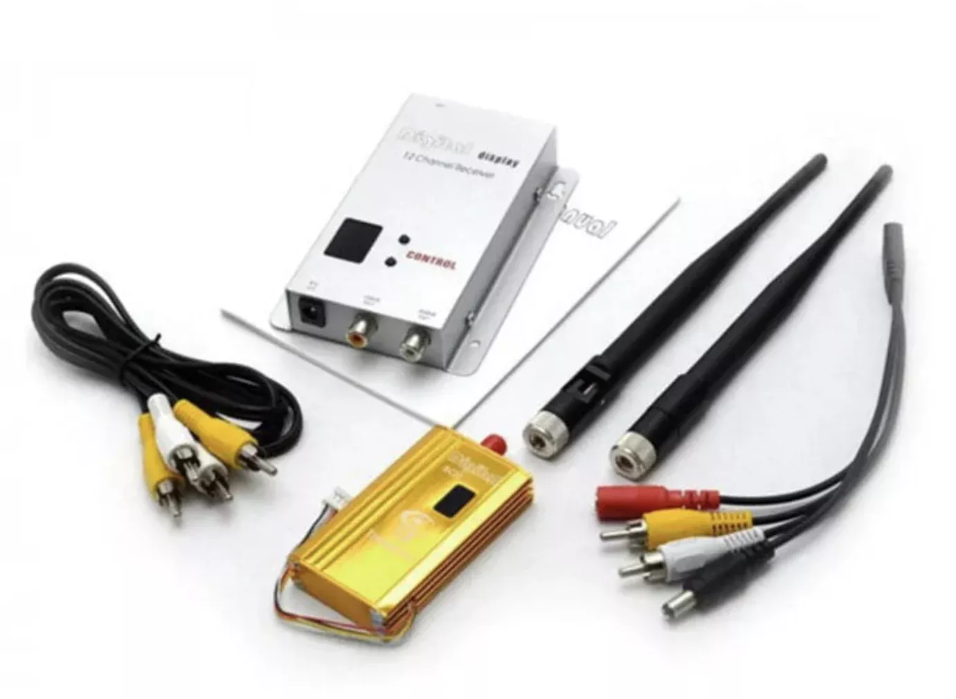 1,2G Hz 2W 8CH VTX / 12CH VRX - 2000mW FPV 1K 5km distancia inalámbrico Audio Video CCTV transmisor receptor Partom