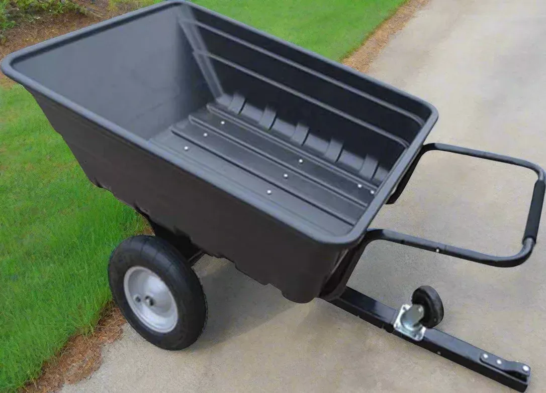 10 Cu Ft Poly ATV Dump Cart – 650 lb Capacity Lawn Mower Trailer with Pneumatic Tires | Model ATVC