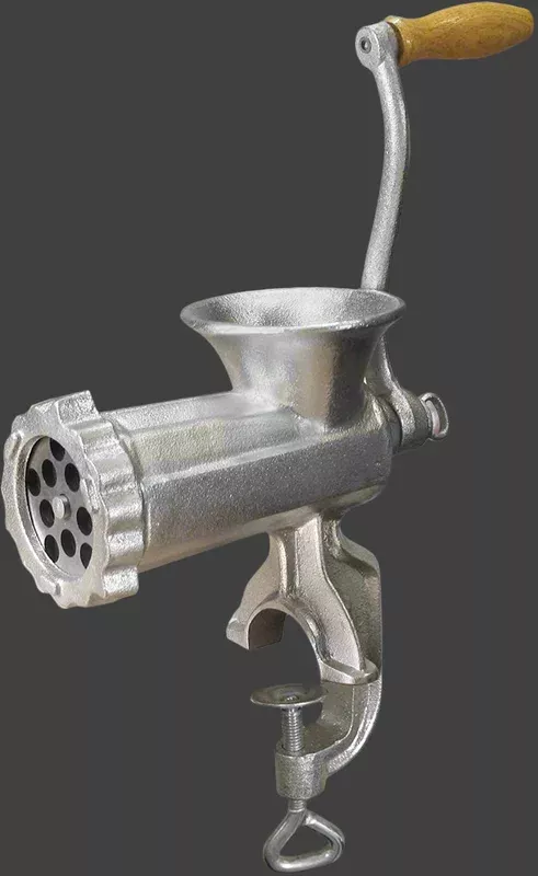 #10 Meat Grinder & Sausage Stuffer – Clamp-On Hand Crank with 2 Plates & 3 Funnels | SKU: 516MG
